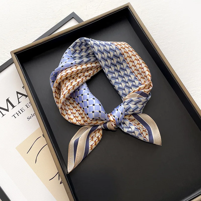 

New 2023 Brand 100% Natural Satin Real Silk Scarf Women Shawls Wraps 53*53cm Neckerchief Scarves Foulard Femme Bandana Hijab