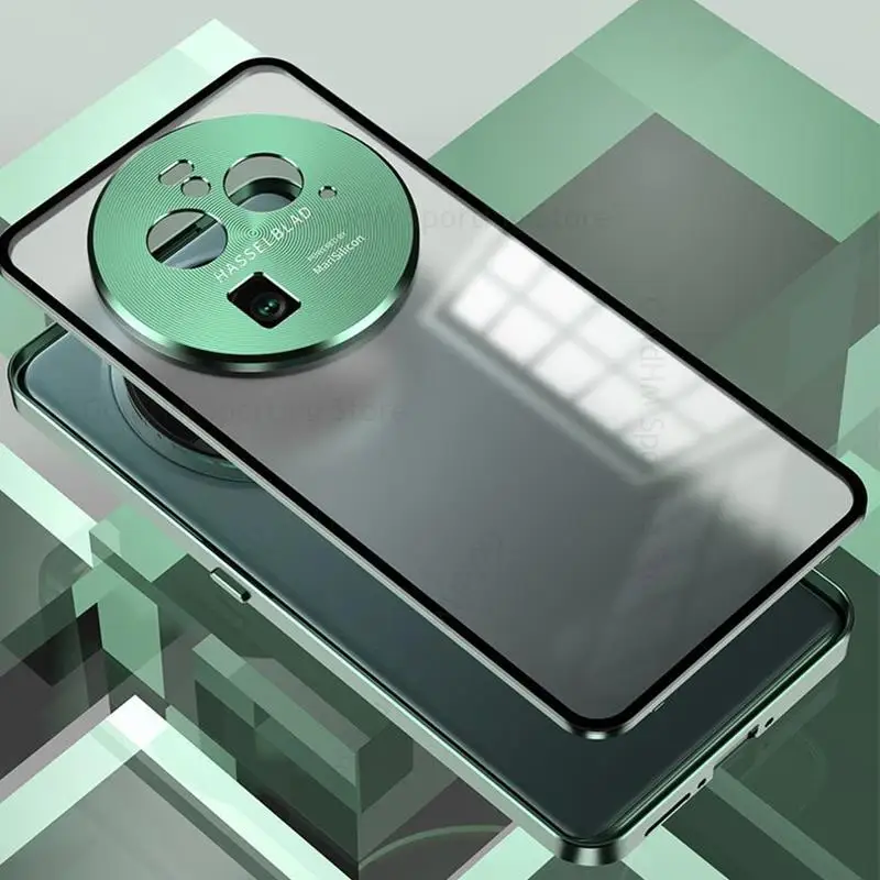 Tempered Glass Phone Magnetic Case Capa For Oppo Find X6 Pro Aluminium Alloy Bumper Lock Magnet Metal Lens Cover For Find X6 Pro