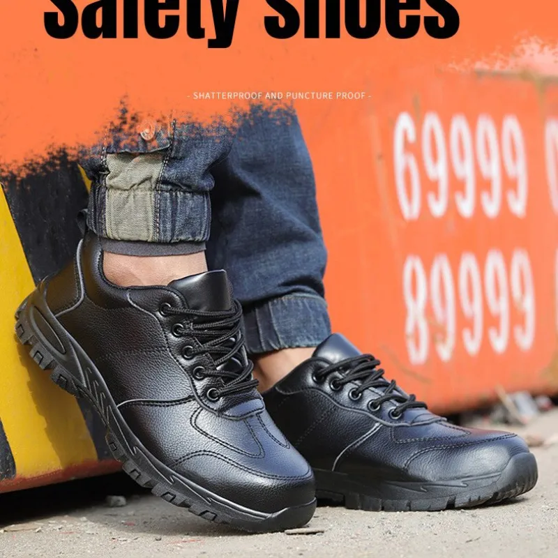 Waterproof Safety Shoes Men Steel Toe Work Boots Anti-smash Puncture-Proof Leather Shoes Protective Boots Indestructible Shoes BEST SELLERS