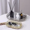 European Glass Metal Storage Tray Gold Decor Luxury Home Decor Jewelry Display Living Room Mirror Glass Tea Tray Table Storage 1