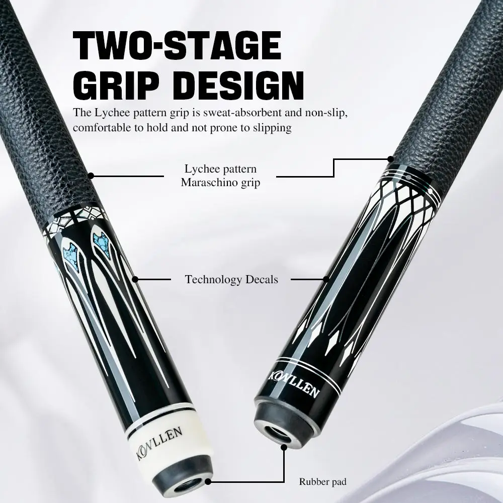 KONLLEN KL-B3/B4 Pool Cue Stick with 12.5mm Tip Carbon Maple Shaft