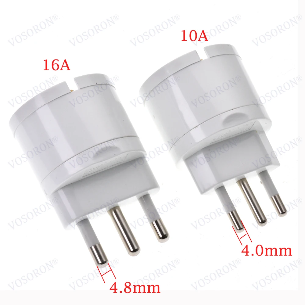 Universal European to Italy Power Plug Adapter - 10A/16A Travel Converter, AC 110~250V