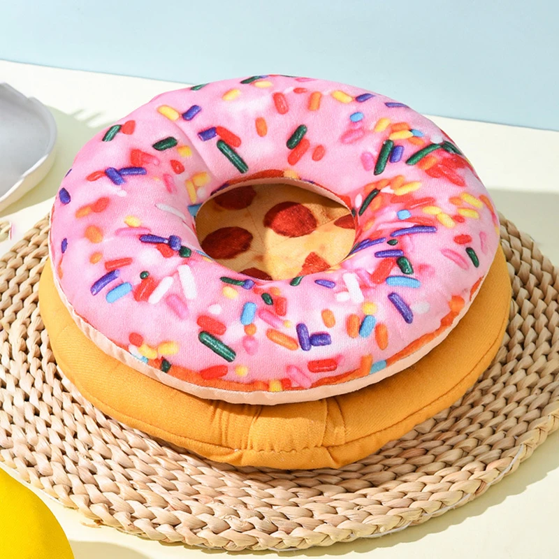 Plush Dog Toy Doughnut Pizza Shape Pet Squeaky Toys for Small Large Dogs Cleaning Teeth Puppy Chew Sound Toy Pet Supplies 2