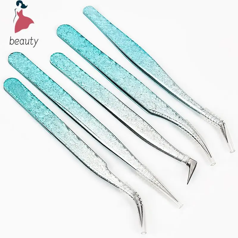 

2Pcs Eyelash Tweezers Ice Flower Anti-static 3D Accurate Eyebrow Grafting False Lashes Extension Supplies Makeup Tweezer Tools