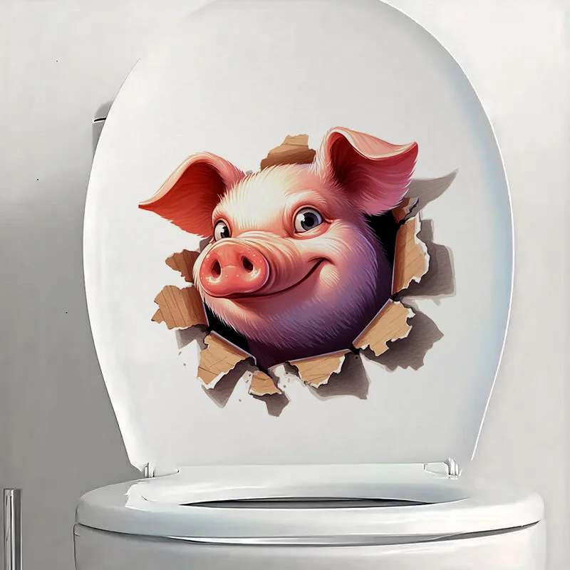 90856# 3D Cute Pig Wall Decal Reusable Sticker for Living Room Aesthetic Room Decoration Easy to Beautify Your Home
