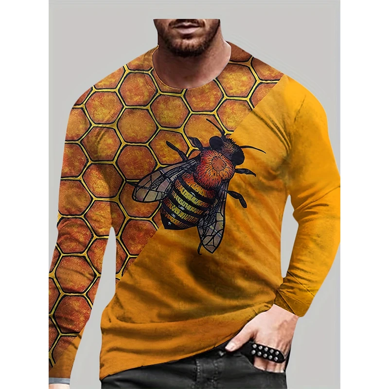 Casual Long Sleeve Bee Print T Shirt