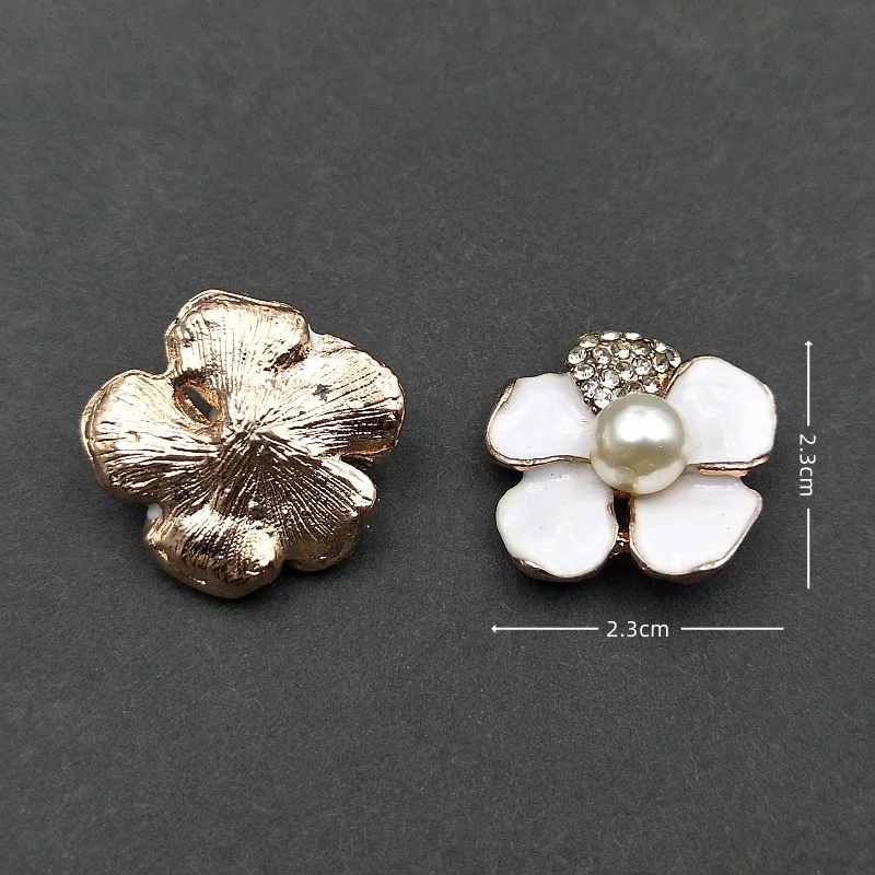 패션 금속 합금 크리스탈 라인석 에나멜 꽃 액세서리, DIY 쥬얼리 제작용, 10 개, 23mm