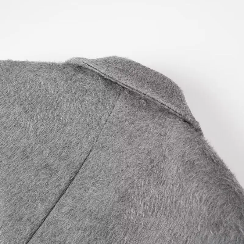 Streetwear Long Hairy Shaggy Blazer Boyfriend Vintage Women Front Pockets Loose Oversized Suit Fashion Coat Pink 4 colors