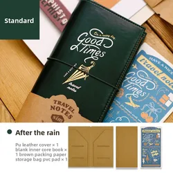Ultra - Light Refillable PU Leather Travel Journal with Elastic Band (S - After the rain)