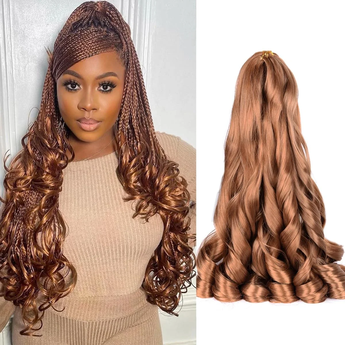 Purple French Curly Crochet Braiding Hair Synthetic Loose Wave Braids Hair for Women Spiral Curls Pre Stretched Hair Extensions 5