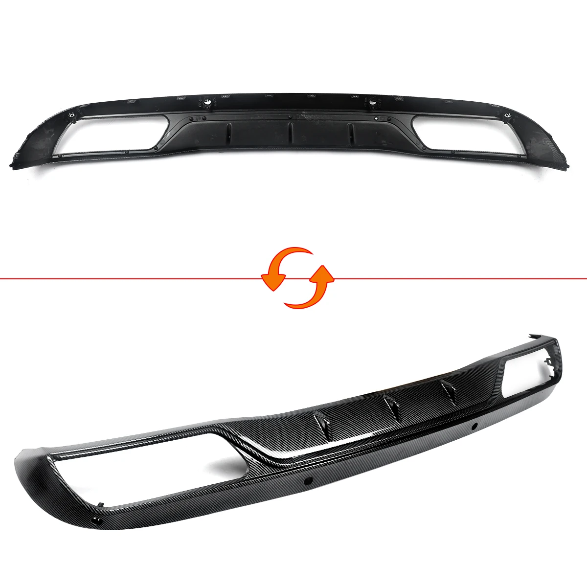 Magickit Rear Lip for Mercedes Benz W205 Base Sedan 2015 2016 2017 2018 Bumper Diffuser with Exhaust Tailpipe Tips C300 C180