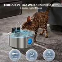 108oz/ 3.2L Wireless Cat Water Fountain Stainless Steel Battery Operated 4000mah Rechargeable & Faucet Pet Water Fountain 4