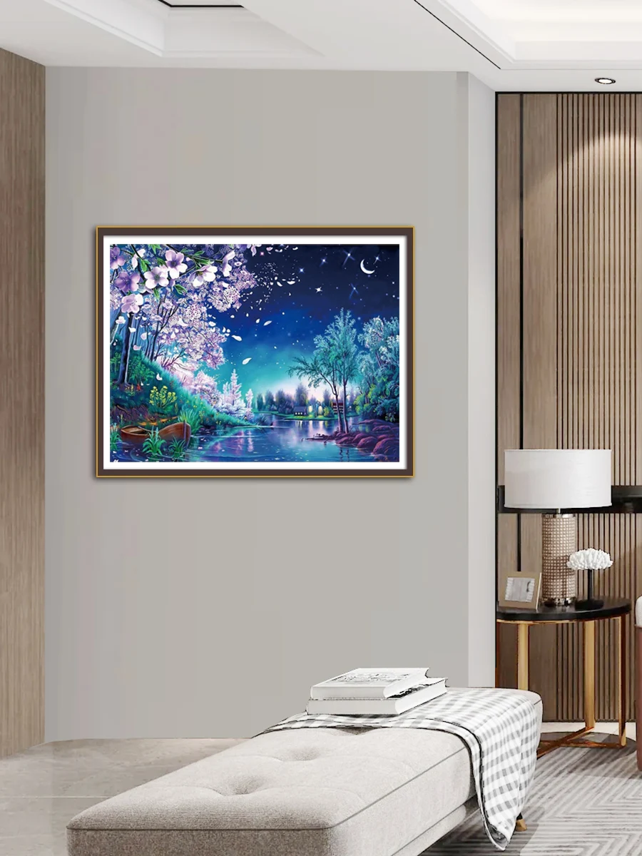 Qizui Sky Landscape Cross Stitch DIY Embroidery Kit Flower Living Room Decorative Painting 11CT 9CT Printed Needlework Pack Set cross stitch kit
