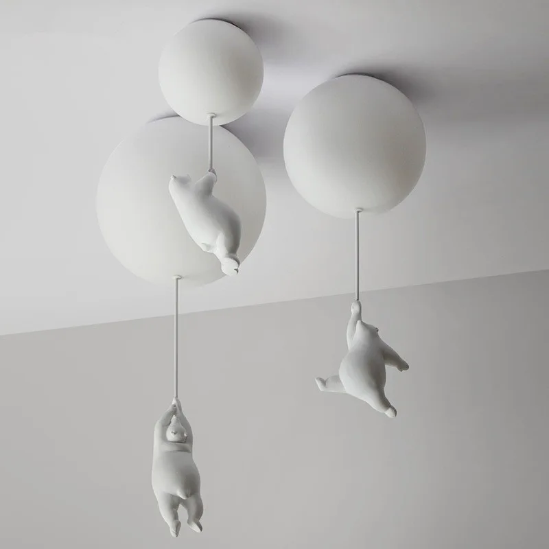 Bedroom Pendant Lights Kid's Room Nursery Cartoon Bear Hanging Lamps For Ceiling Living Room Decor Balloon Ceiling Chandelier