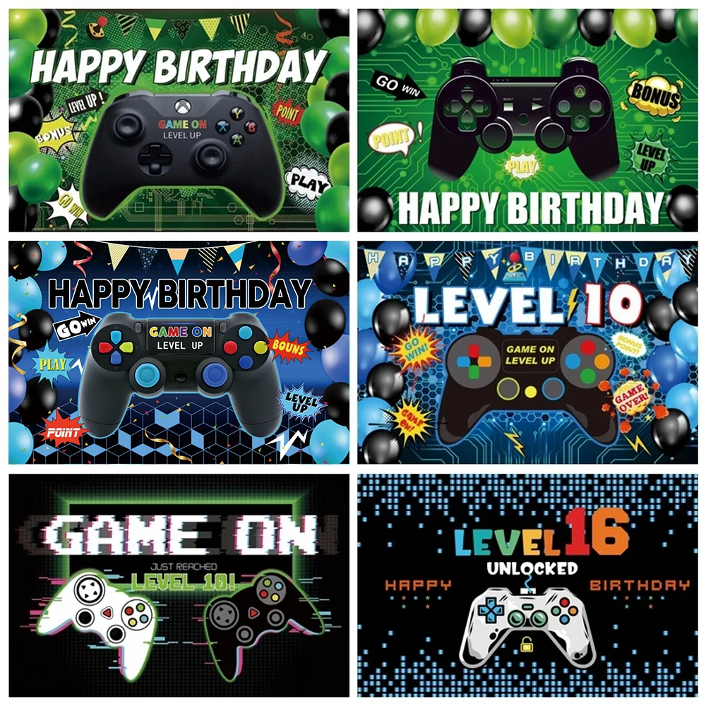 Photo Backdrop Gamepad Design for Boy Birthday Party Baby Shower