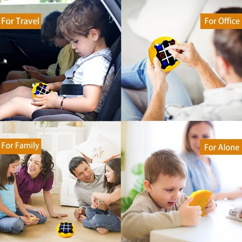 3 in 1 Portable Tic Tac Toe Electric Game USB-C Rechargeable Children Adult Brain Training Toys Stress Reduction Outdoor Toys