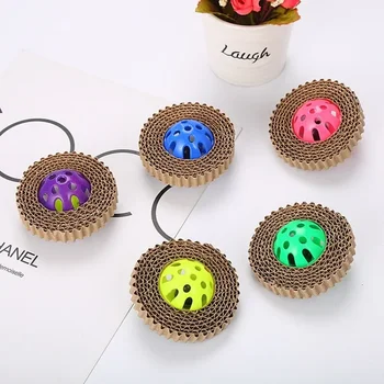 Pet Cat Toys Corrugated Paper Plastic Ball Soundmaking Cat Claw Board Pet Supplies 4