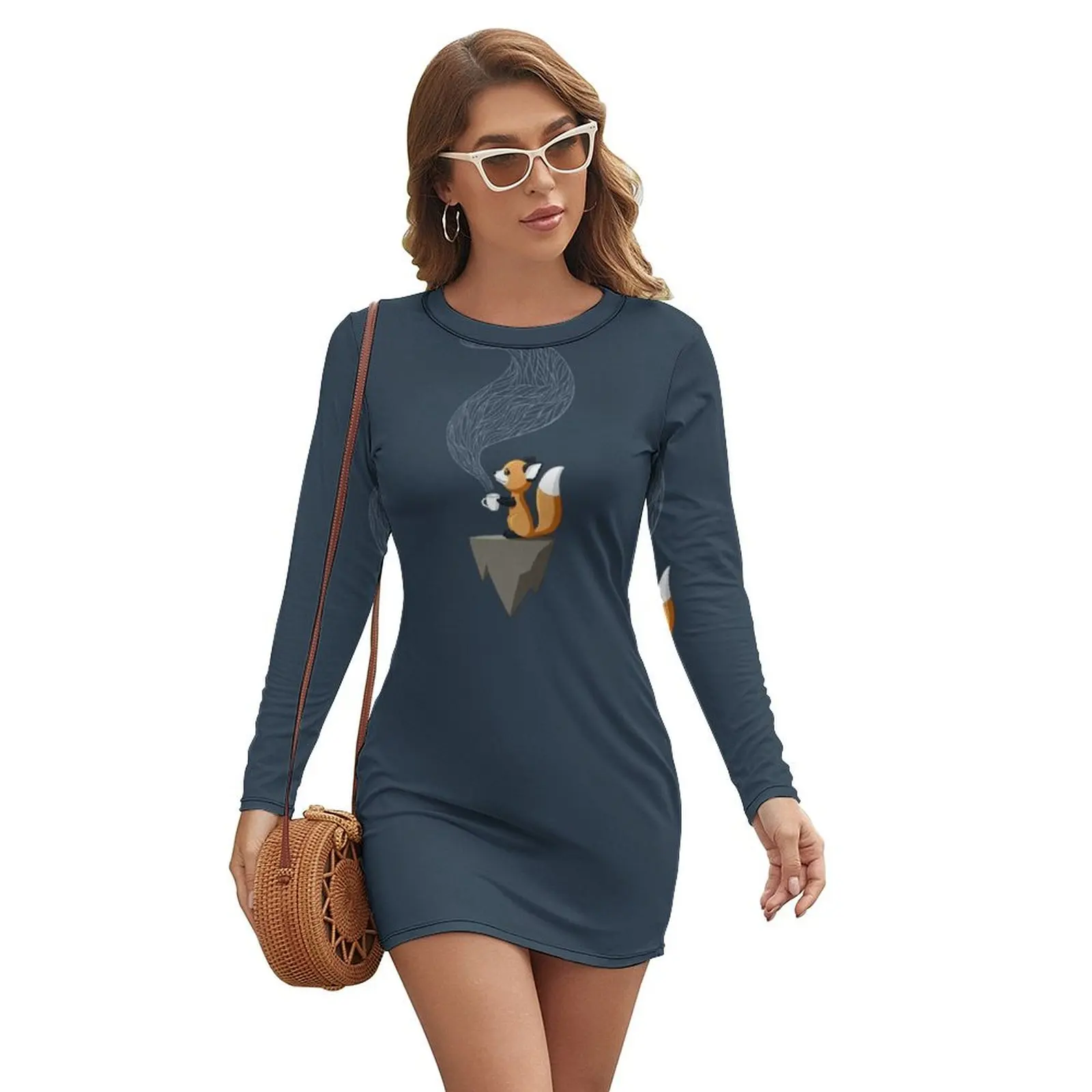 

Fox Tea Long-sleeved Dress dress summer 2024 women Dresses luxury evening dresses for women 2024 Beachwear