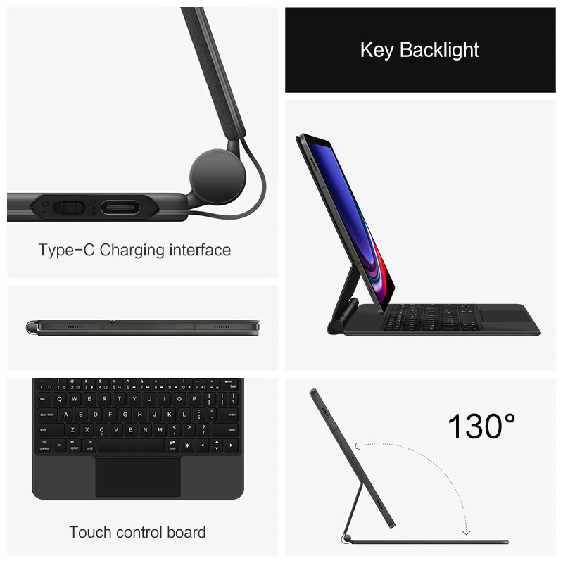Suporte de Teclado para Samsung Galaxy Tab Smart Capa Magnética Touchpad Teclado Mágico Retroiluminado s9 s8 s7 11 X710 X700 T870 Case - Imagem 4