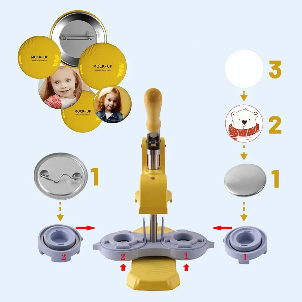 DIY Refrigerator Sticker Making Machine 58MM Badge Button Maker Machine Badge Complete Set with Paper Cutter Parts