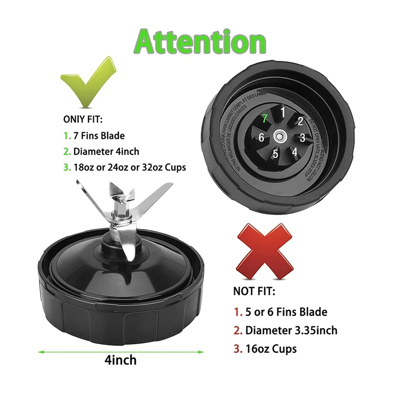 Lama Di Ricambio Per Frullatore A 7 Lame, Compatibile Con Nutri Ninja Auto Iq Bl480 Bl481 Bl482 30 Bl487 Bl492 Con Guarnizioni In Gomma Siliconica 90907085 - Foto 2