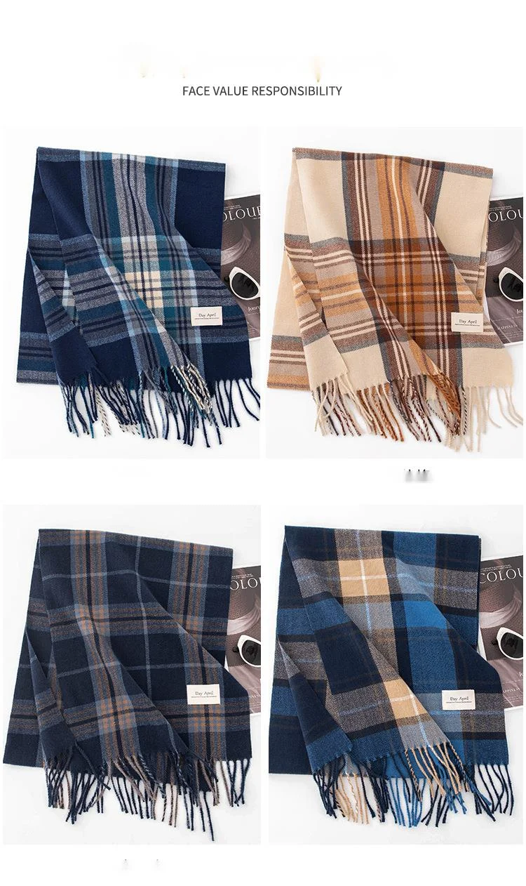 Cashmere Scarf Plaid Shawl Warm Winter Scarf For Women Versatile_voghion.com
