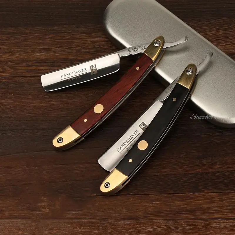 Manual Straight Razor Set Japanese High Carbon Steel Natural Wood Folding Shaving Knife Kit Sharp Ready To Use Barber Shop 2
