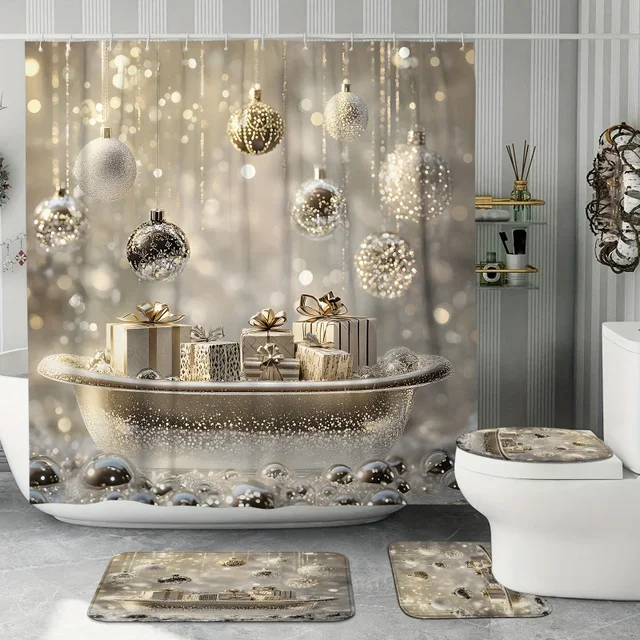 Christmas Shower Curtain Set 1