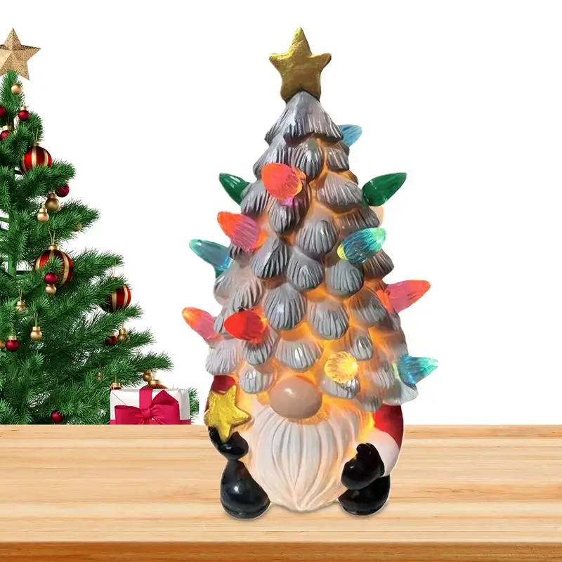 Керамическая Рождественская елка-гном, веселые рождественские украшения, милая настольная елка с геном, рождественские подарки для детей, домашний декор новогодние цветы рождественские цветы украшения пуансета 10 шт рождественская елка с новым годом рождество 2023