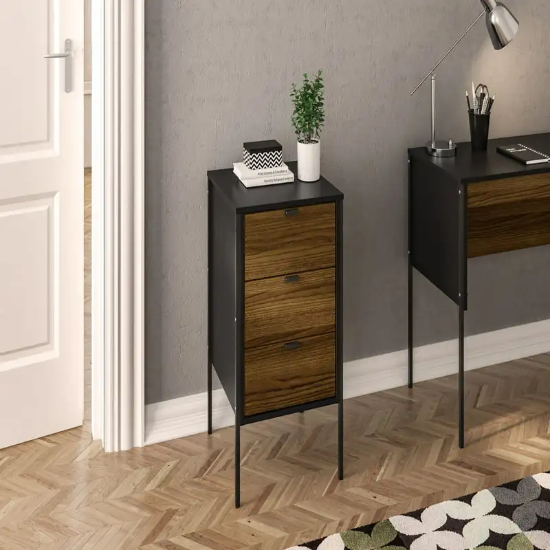 

3 Drawer Office Cabinet in Black and Brown