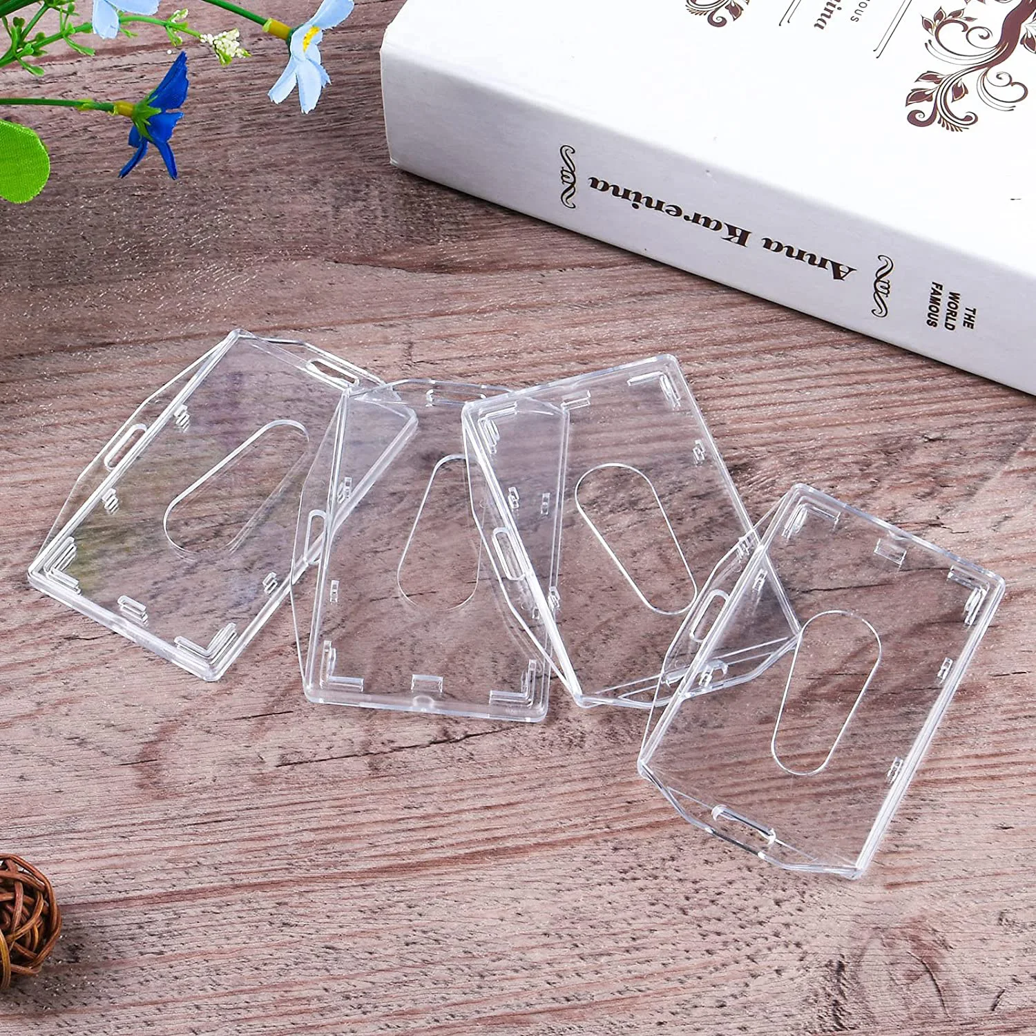 Card Holder Credit Card Holder 1pcs Hard Plastic Transparent Card Case Holder Work Card Id Badge Holder Double-Sided Vertical Clear Id Cover Shell