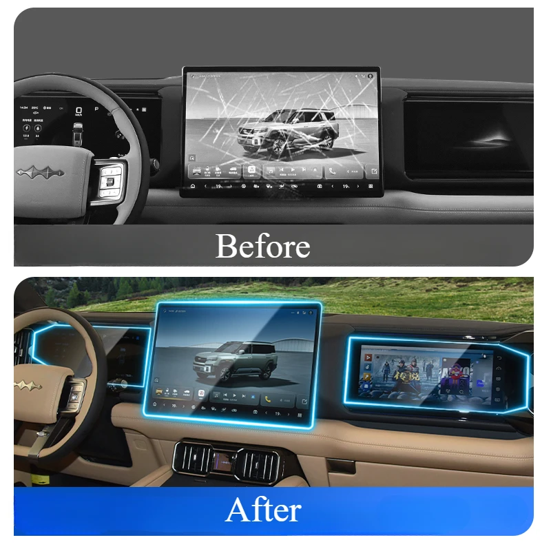 Auto Tempered Film Central Control Navigation Instrument Co-pilot Screen Protector Interior Supplies For BYD Equation Leopard 8