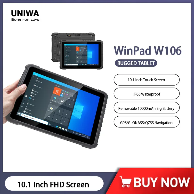 Uniwa Winpad W106 Windows Phone 10.1 Pollici 2 In 1 Smartphone Tablet Pc 4G Lte Ip65 Impermeabile Windows 10 Cellulare 10000Mah 4G + 64G