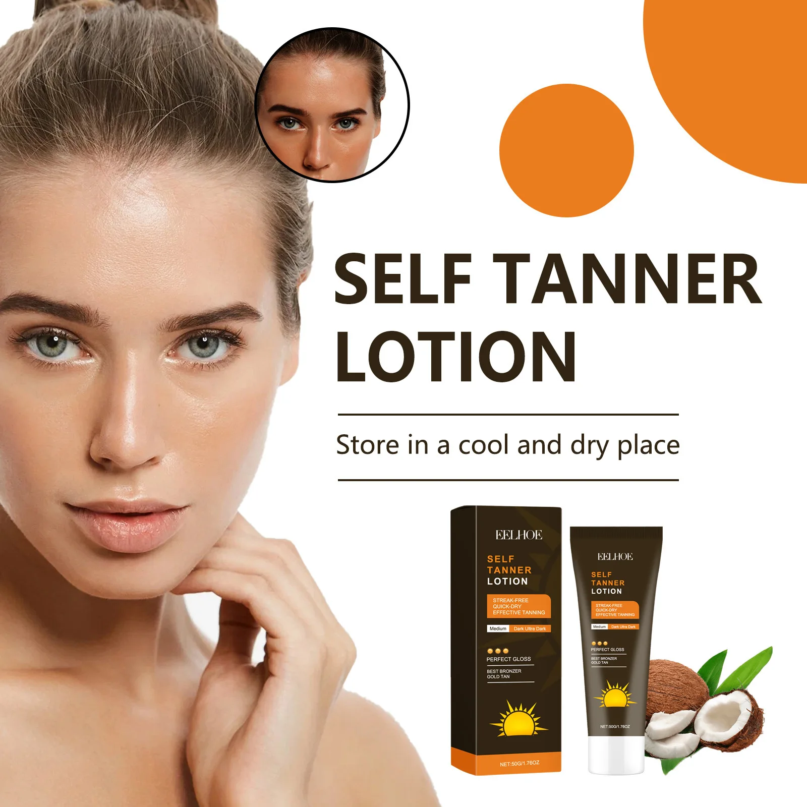 EELHOE Outdoor Tanning Cream Long Lasting Waterproof Moisturizing Face Care Tanning Accelerator Self-Tanning Cream Without Sun