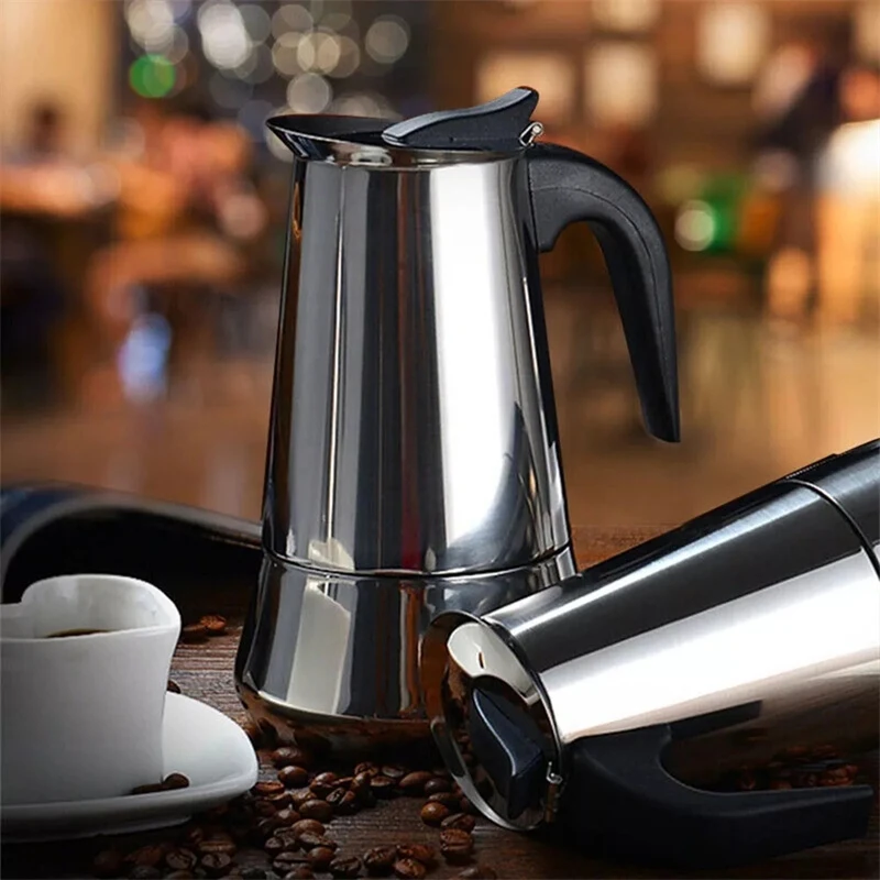 Description Picture 6 of item4/6 Cups Stainless Steel Italian Top Moka Espresso Cafeteira Expresso Percolator Stovetop Coffee Maker Moka Pot