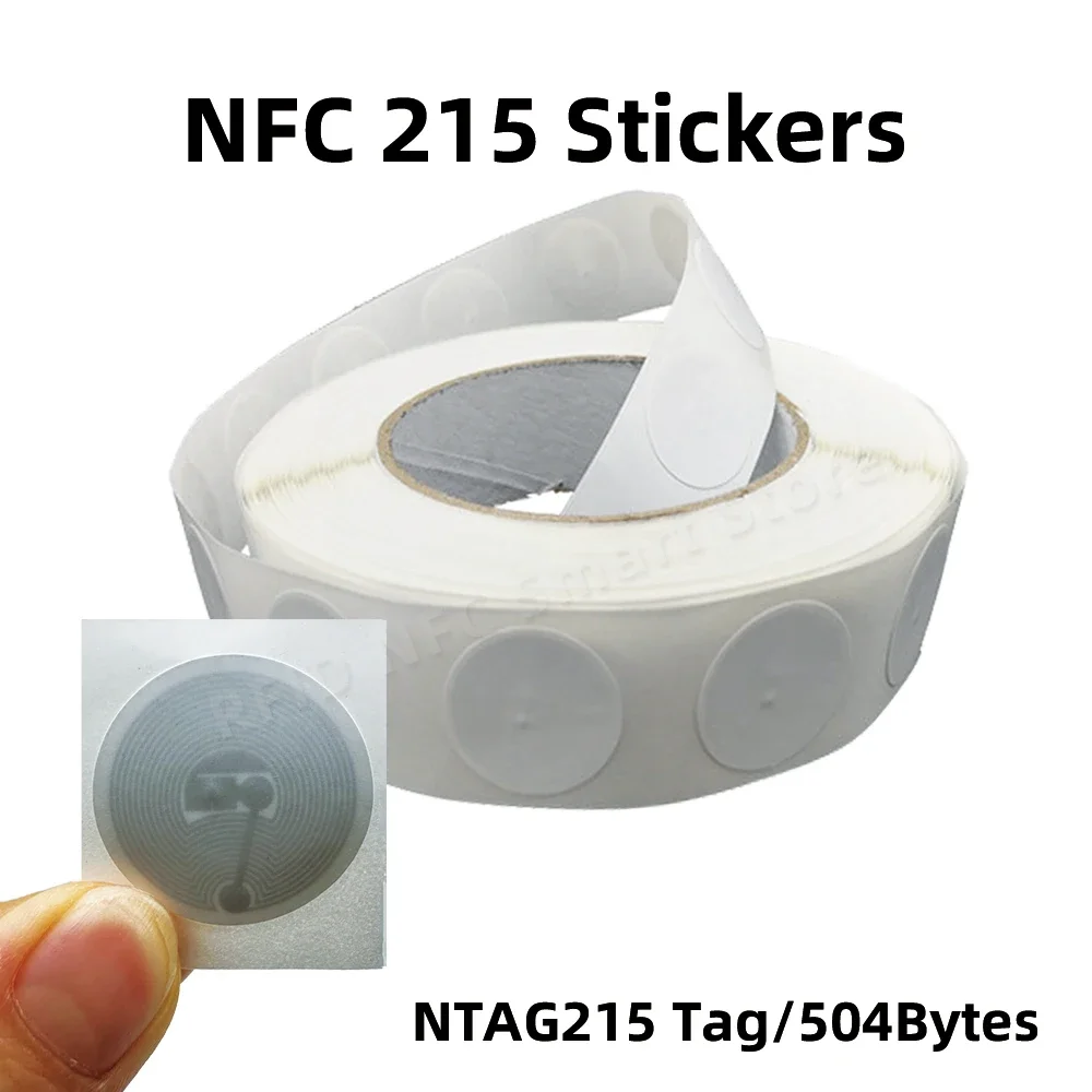 Black NFC Stickers - 25mm NTAG215 Universal Label RFID Tags, ISO14443A13.56MHz