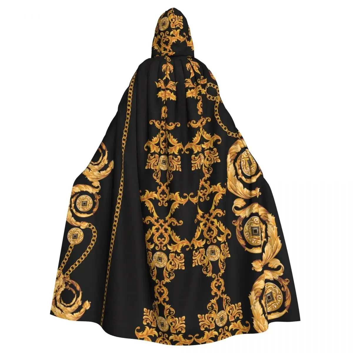 

Unisex Adult Golden Baroque Cloak With Hood Long Witch Costume Cosplay