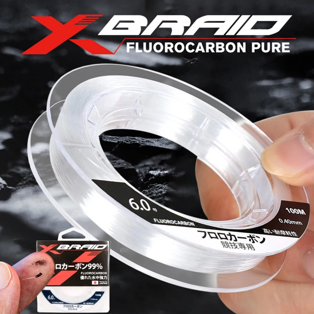 99% Fluorocarbon Fishing Line 100M Clear White Japanese Carbon Fiber Line 1-25kg Monofilament Sinking Sea fishing Carp