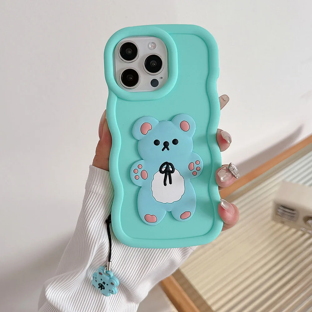 Honorx8 Cute Bear Pendant Candy Wavy Silicone Case On Huawei Honor X8 X8a X6s X6 4g 5g X8b X7 X7a X7b 90 70 Magic 5 6 Lite Cover_voghion.com