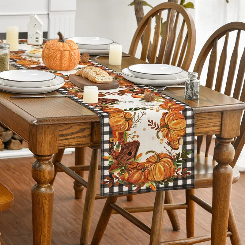 Cotton Pumpkin Print Table Runner Halloween/Thanksgiving