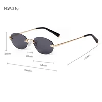 Histoire mode sans cadre ovale lunettes de soleil femmes hommes marque concepteur rétro à la mode Rivets sans monture lunettes de soleil Champagne nuances S8126A 5