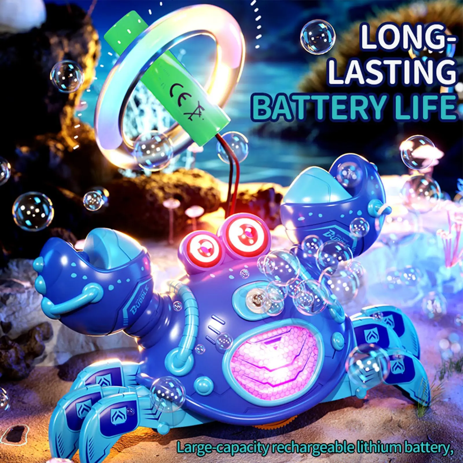 원격 조종이 가능한 재미있는 귀여운 전동 거품 발사 크랩 장난감, 남아 여아 어린이 가정 학교 야외용 크롤링 크랩 장난감