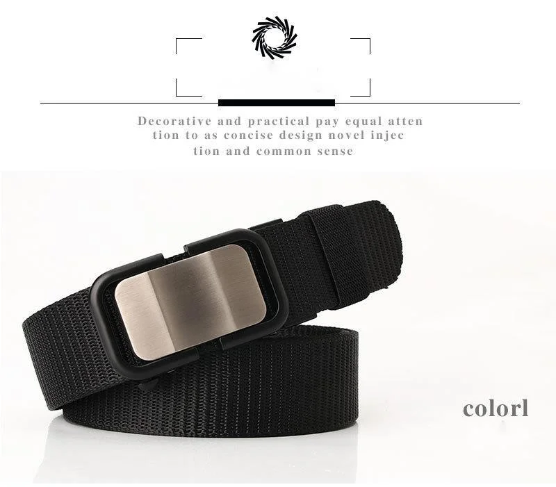 New Nylon Belt with Toothless Automatic Buckle for Men's Casual Versatile Belt, Unisex and Youth Fashion Style_voghion.com