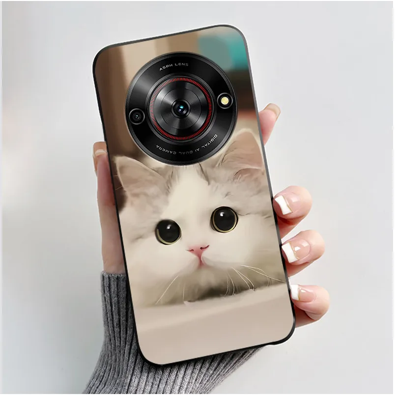 Aesthetic Cute Cat Fashion Shockproof Black Matte Soft TPU Phone Case