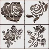 Rose Flower Stencil Set - PET Reusable Painting Templates for DIY Decor (4pcs) 1