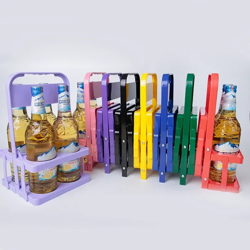 

Reusable Durable Foldable Beer Bottle Carrier Cup Organizer Bar Beverage Display Basket Drink Caddy Holder 4 Pack Wine Rack