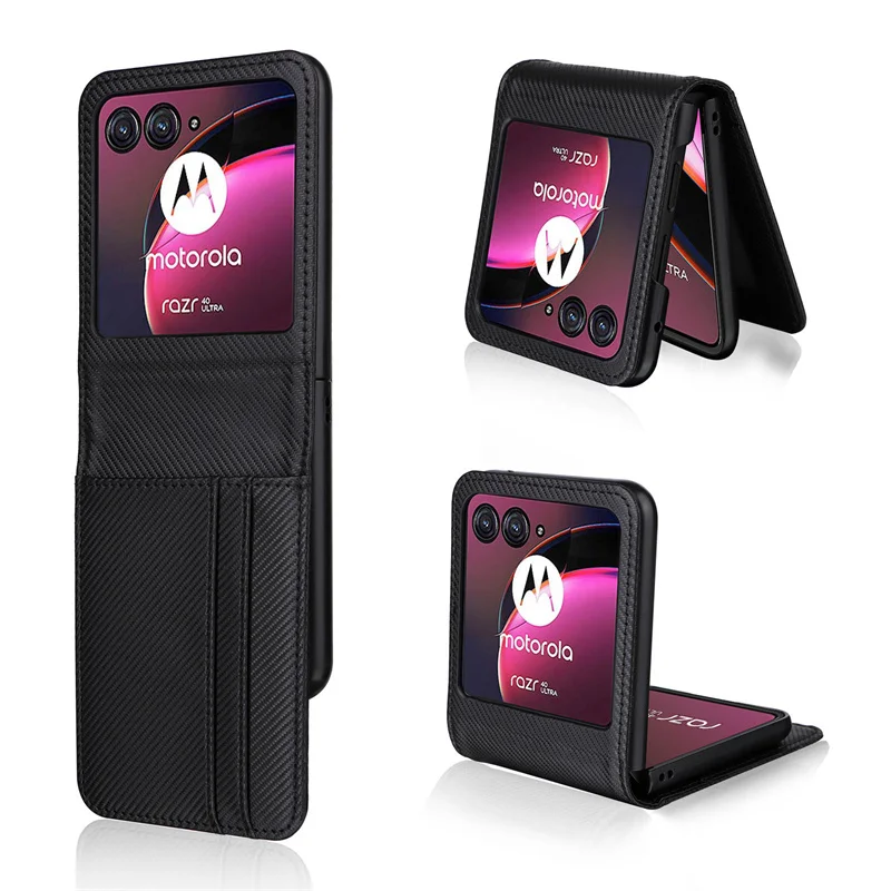 Carbon Fiber Wallet Leather Flip Case with Multi-Card Slots - Premium Phone Cover