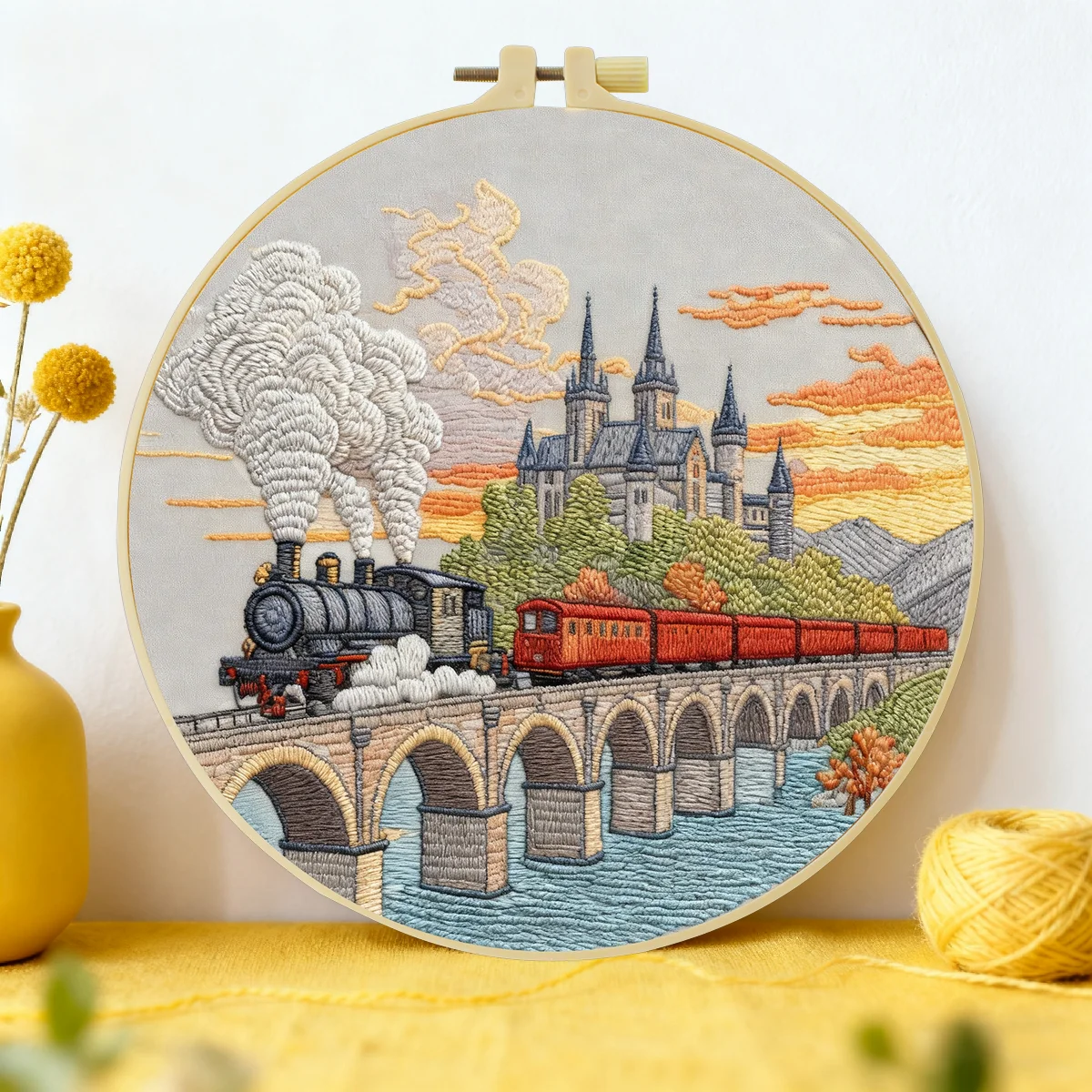1 Stück 20X20CM/15X15CM 7,87/6,3 Zoll Zug-Stickerei-Starter-Kit DIY-Kit DIY-Stickerei-Set Handarbeiten Heimdekoration