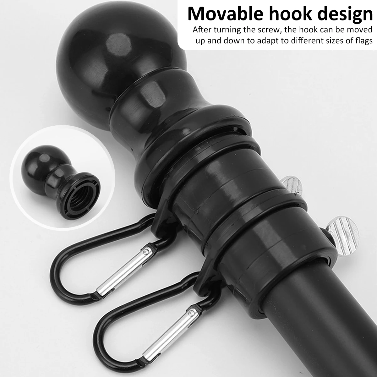 1.8M Telescopic Flag Pole Tangle-free 360 Rotating Rings Stainless Steel Guide Banner Flag Pole for Outside Wall Mount