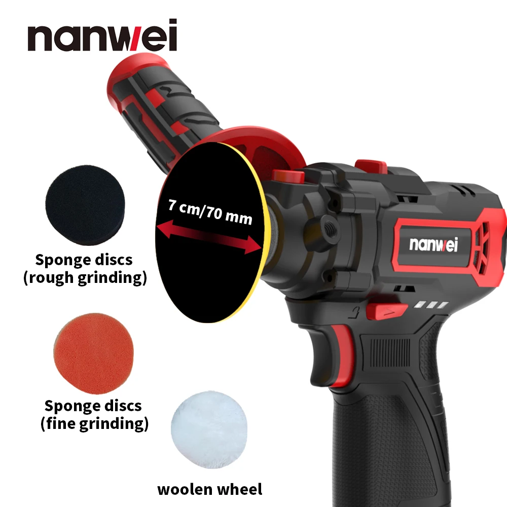 12V Mini Nanwei Car Polishing Machine Wireless Beauty Polishing Disc For Small Cars Scratches Repair Waxing